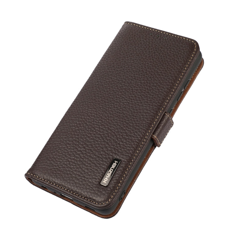 For iPhone 16 Pro Max KHAZNEH Side-Magnetic Litchi Genuine Leather RFID Case(Brown) - iPhone 16 Pro Max Cases by PMC Jewellery | Online Shopping South Africa | PMC Jewellery | Buy Now Pay Later Mobicred