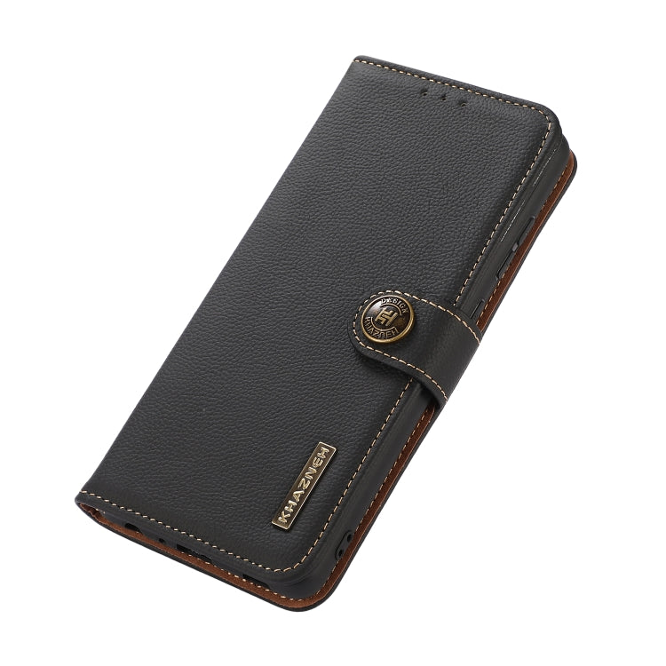 For iPhone 16 Pro Max KHAZNEH Custer Genuine Leather RFID Phone Case(Black) - iPhone 16 Pro Max Cases by PMC TechLife | Online Shopping South Africa | PMC TechLife | Buy Now Pay Later Mobicred