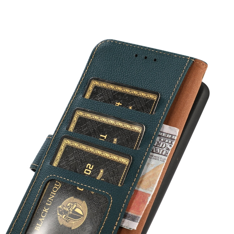 For iPhone 16 Pro Max KHAZNEH Custer Genuine Leather RFID Phone Case(Green) - free shipping - PMC TechLife - Order now!