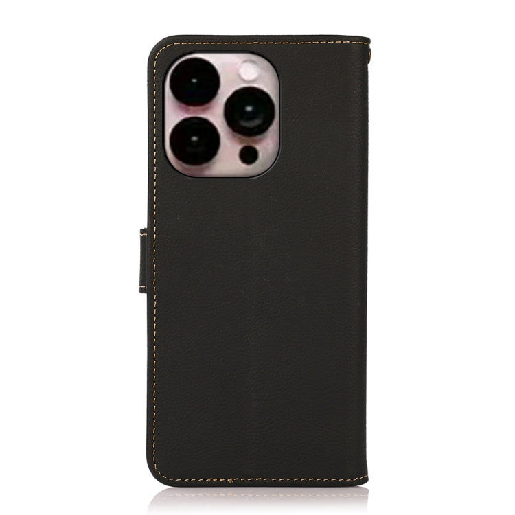 For iPhone 16 Pro KHAZNEH Custer Genuine Leather RFID Phone Case(Black) - iPhone 16 Pro Cases by PMC TechLife | Online Shopping South Africa | PMC TechLife | Buy Now Pay Later Mobicred