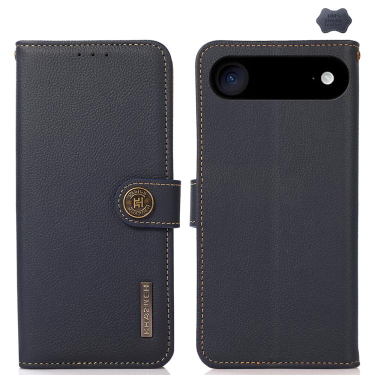 For iPhone 17 Air KHAZNEH Custer Genuine Leather RFID Phone Case(Blue) - free shipping - PMc TechLife - Order now!