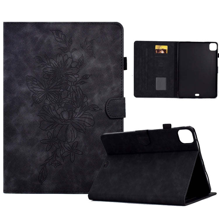 For iPad Pro 11 2024 Peony Butterfly Embossed Leather Smart Tablet Case(Black) - iPad Pro 11 2024 Cases by PMC Jewellery | Online Shopping South Africa | PMC Jewellery | Buy Now Pay Later Mobicred