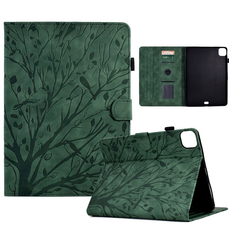 For iPad Pro 11 2024 Fortune Tree Embossed Leather Smart Tablet Case(Green) - iPad Pro 11 2024 Cases by PMC TechLife | Online Shopping South Africa | PMC TechLife | Buy Now Pay Later Mobicred