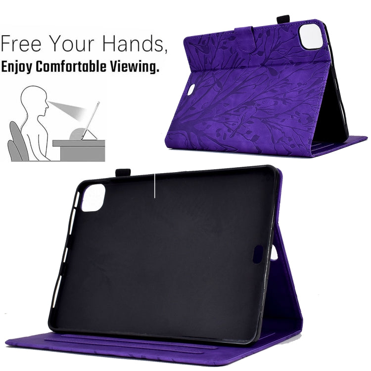 For iPad Pro 11 2024 Fortune Tree Embossed Leather Smart Tablet Case(Purple) - iPad Pro 11 2024 Cases by PMC TechLife | Online Shopping South Africa | PMC TechLife | Buy Now Pay Later Mobicred