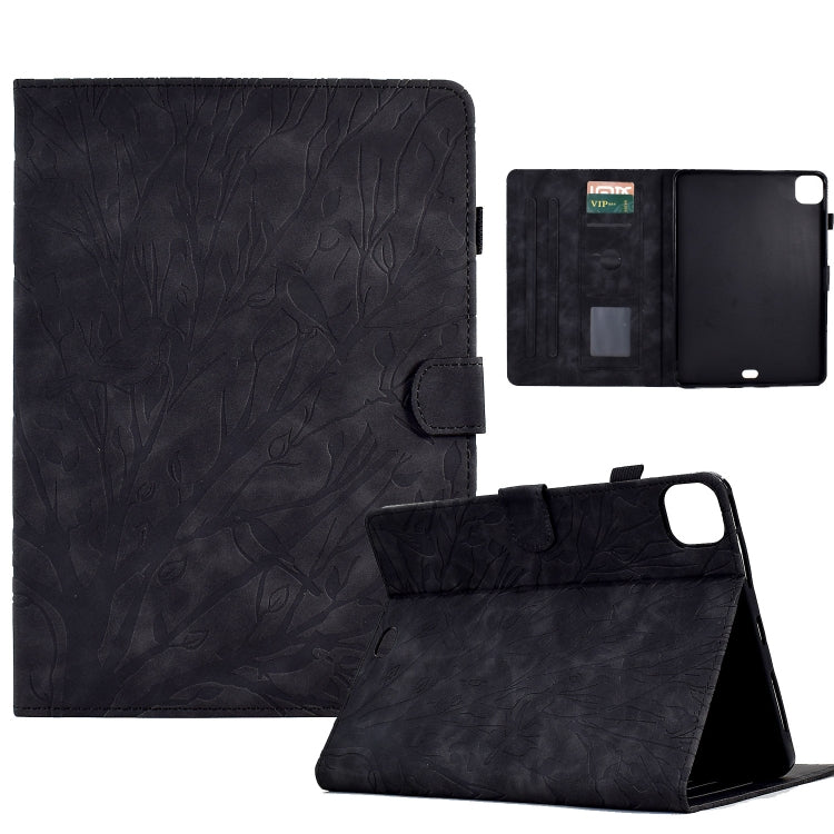For iPad Pro 11 2024 Fortune Tree Embossed Leather Smart Tablet Case(Black) - iPad Pro 11 2024 Cases by PMC TechLife | Online Shopping South Africa | PMC TechLife | Buy Now Pay Later Mobicred
