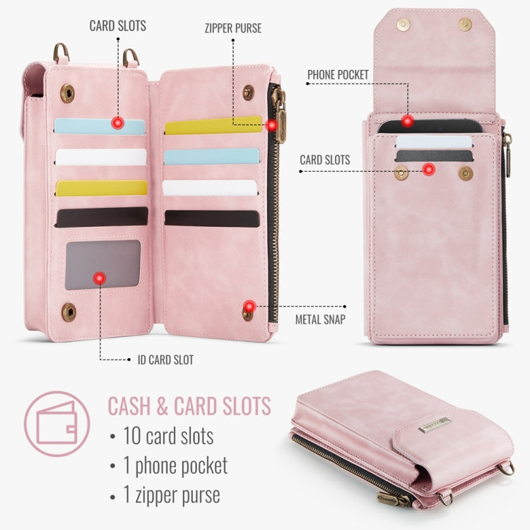 CaseMe Me40 Vertical Multifunctional Shoulder Crossbody Phone Bag(Pink) -  by CaseMe | Online Shopping South Africa | PMC Jewellery | Buy Now Pay Later Mobicred