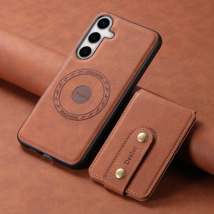 For Samsung Galaxy S24+ 5G Denior D14 NK Retro Pattern MagSafe Magnetic Card Holder Leather Phone Case(Brown) - Galaxy S24+ 5G Cases by Denior | Online Shopping South Africa | PMC Jewellery | Buy Now Pay Later Mobicred