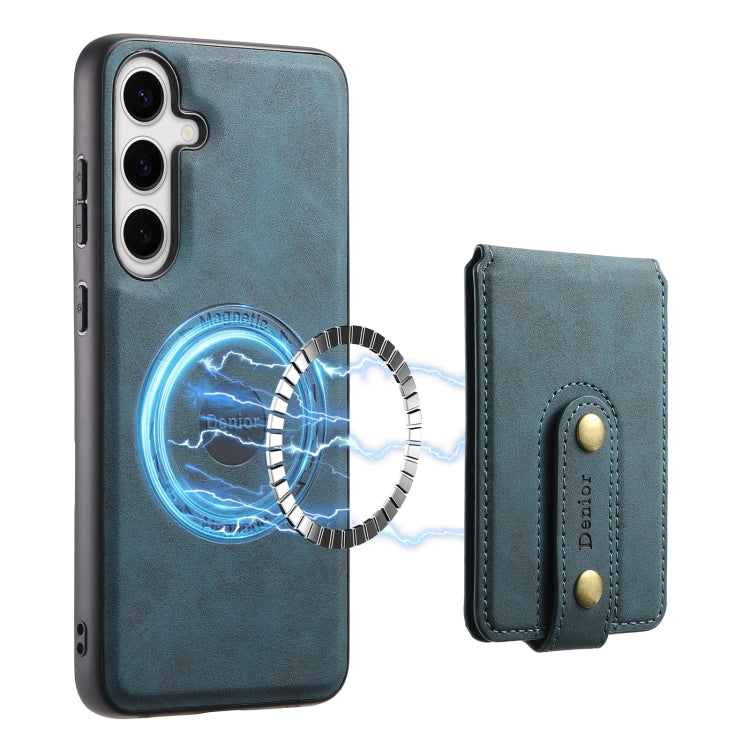 For Samsung Galaxy S24+ 5G Denior D14 NK Retro Pattern MagSafe Magnetic Card Holder Leather Phone Case(Blue) - Galaxy S24+ 5G Cases by Denior | Online Shopping South Africa | PMC Jewellery | Buy Now Pay Later Mobicred