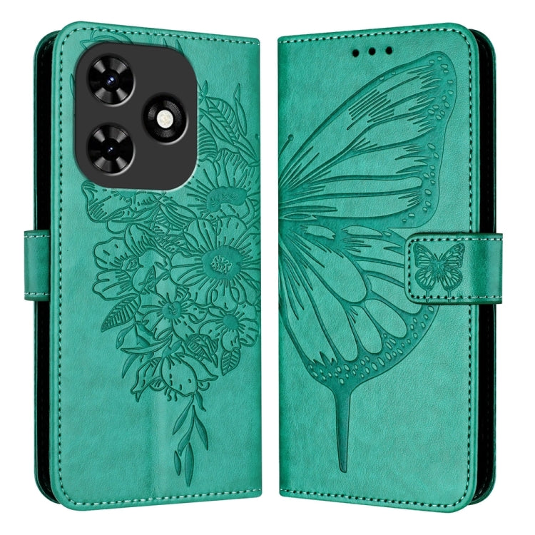 For Tecno Spark Go 2024 / Spark 20C Embossed Butterfly Leather Phone Case(Green) - Tecno Cases by PMC Jewellery | Online Shopping South Africa | PMC Jewellery | Buy Now Pay Later Mobicred