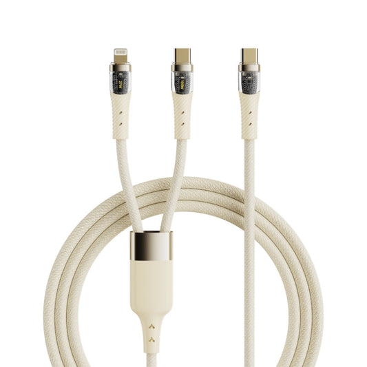 ROCK G20 2 in 1 5A USB-C/Type-C to USB-C/Type-C+8 Pin Transparent Fast Charging Data Cable, Length: 1.5m(Beige) - 2 in 1 Cable by ROCK | Online Shopping South Africa | PMC Jewellery | Buy Now Pay Later Mobicred