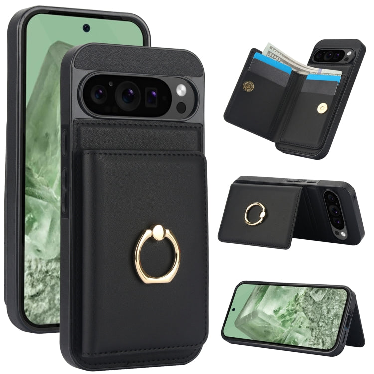 For Google Pixel 9 RFID Anti-theft Card Ring Holder Phone Case(Black) - Google Cases by PMC Jewellery | Online Shopping South Africa | PMC Jewellery | Buy Now Pay Later Mobicred