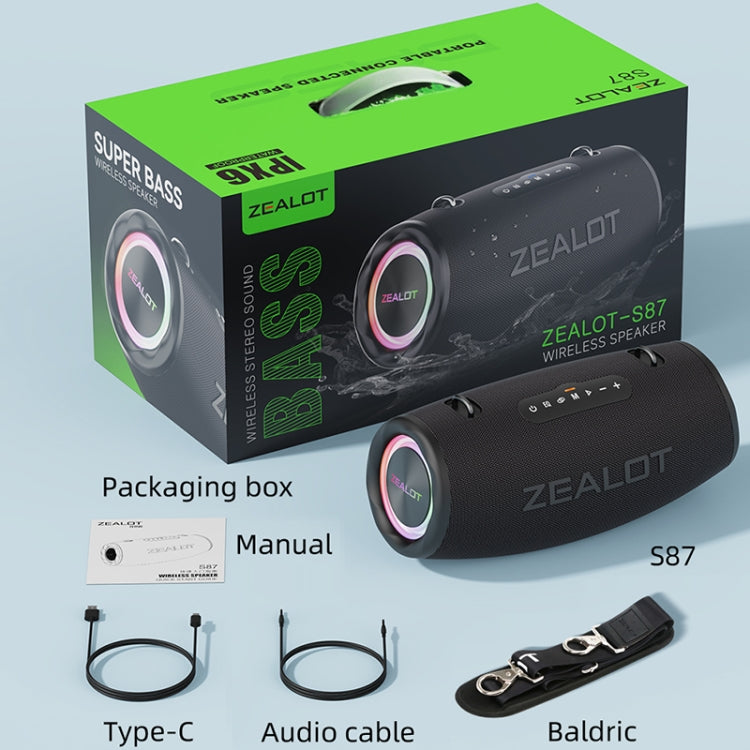 Zealot S87 80W Portable Outdoor Bluetooth Speaker with RGB Light(Blue) - Waterproof Speaker by ZEALOT | Online Shopping South Africa | PMC Jewellery | Buy Now Pay Later Mobicred