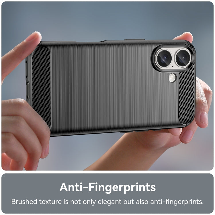 For iPhone 16 Brushed Texture Carbon Fiber TPU Phone Case(Black) - iPhone 16 Cases by PMC TechLife | Online Shopping South Africa | PMC TechLife | Buy Now Pay Later Mobicred