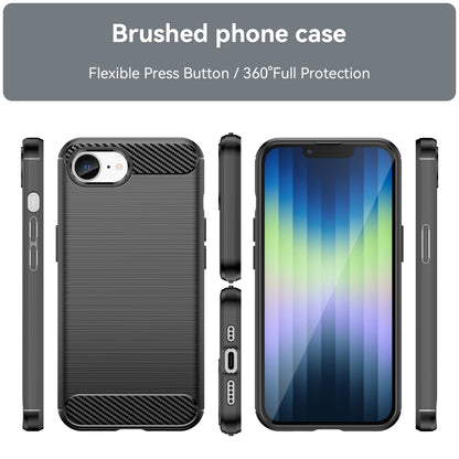 For iPhone SE 2024 Brushed Texture Carbon Fiber TPU Phone Case(Black) - More iPhone Cases by PMC Jewellery | Online Shopping South Africa | PMC Jewellery | Buy Now Pay Later Mobicred