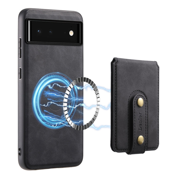For Google Pixel 6 Denior D14 NK Retro Pattern MagSafe Magnetic Card Holder Leather Phone Case(Black) - Google Cases by Denior | Online Shopping South Africa | PMC TechLife | Buy Now Pay Later Mobicred