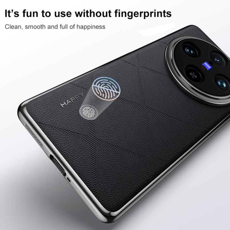 For vivo X100 Pro / X100s Pro Plain Leather PC Phone Case(Black) - vivo Cases by PMC TechLife | Online Shopping South Africa | PMC TechLife | Buy Now Pay Later Mobicred