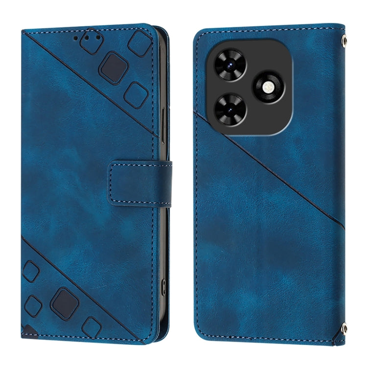 For Tecno Spark Go 2024 / Spark 20C Skin Feel Embossed Leather Phone Case(Blue) - Tecno Cases by PMC Jewellery | Online Shopping South Africa | PMC Jewellery | Buy Now Pay Later Mobicred