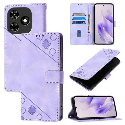 For Tecno Spark Go 2024 / Spark 20C Skin Feel Embossed Leather Phone Case(Light Purple) - Tecno Cases by PMC Jewellery | Online Shopping South Africa | PMC Jewellery | Buy Now Pay Later Mobicred