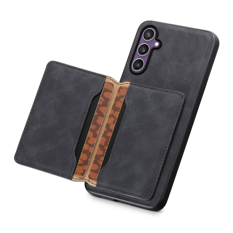 For Samsung Galaxy S24 5G Denior D13 Retro Texture Leather MagSafe Card Bag Phone Case(Black) - Galaxy S24 5G Cases by Denior | Online Shopping South Africa | PMC Jewellery | Buy Now Pay Later Mobicred