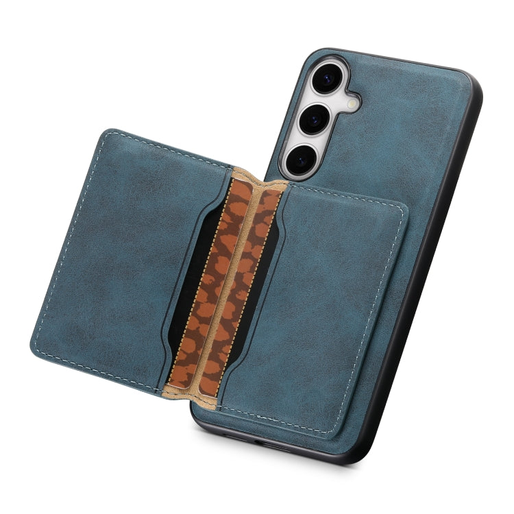 For Samsung Galaxy S24+ 5G Denior D13 Retro Texture Leather MagSafe Card Bag Phone Case(Blue) - Galaxy S24+ 5G Cases by Denior | Online Shopping South Africa | PMC Jewellery | Buy Now Pay Later Mobicred