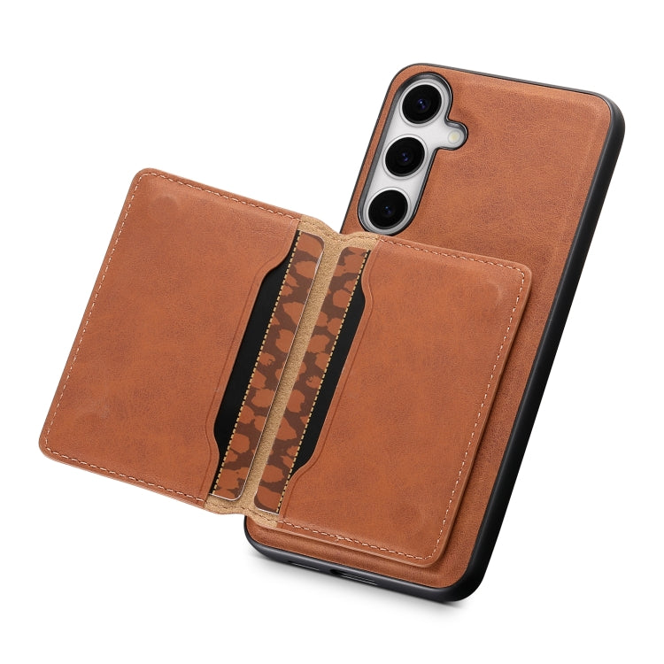 For Samsung Galaxy S24+ 5G Denior D13 Retro Texture Leather MagSafe Card Bag Phone Case(Brown) - Galaxy S24+ 5G Cases by Denior | Online Shopping South Africa | PMC Jewellery | Buy Now Pay Later Mobicred