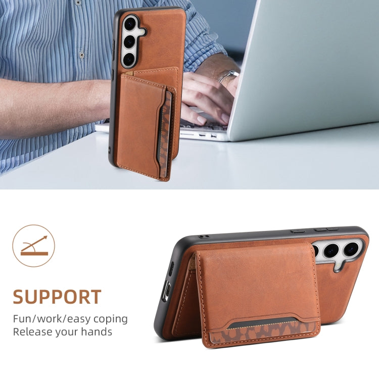 For Samsung Galaxy S24+ 5G Denior D13 Retro Texture Leather MagSafe Card Bag Phone Case(Brown) - Galaxy S24+ 5G Cases by Denior | Online Shopping South Africa | PMC Jewellery | Buy Now Pay Later Mobicred