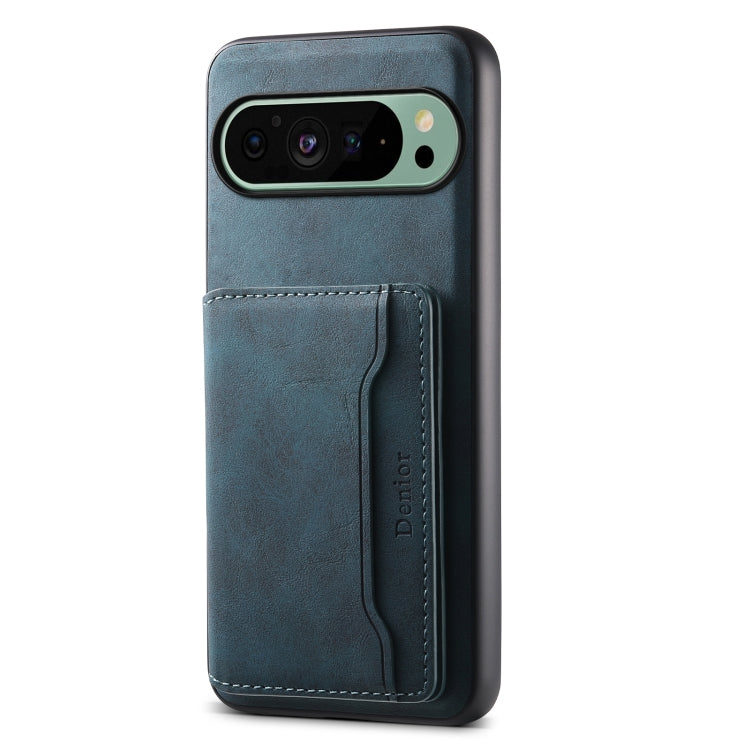 For Google Pixel 9 Denior D13 Retro Texture Leather MagSafe Card Bag Phone Case(Blue) - Google Cases by Denior | Online Shopping South Africa | PMC Jewellery | Buy Now Pay Later Mobicred