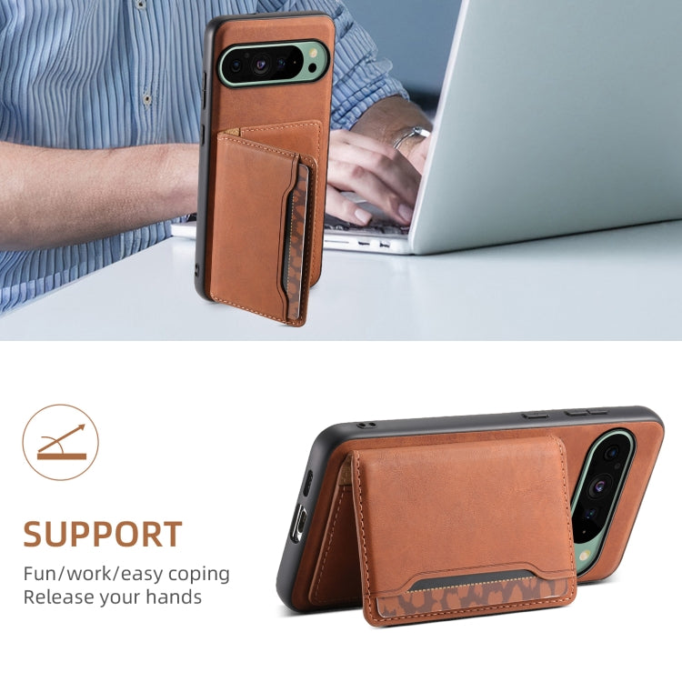 For Google Pixel 9 Denior D13 Retro Texture Leather MagSafe Card Bag Phone Case(Brown) - Google Cases by Denior | Online Shopping South Africa | PMC Jewellery | Buy Now Pay Later Mobicred