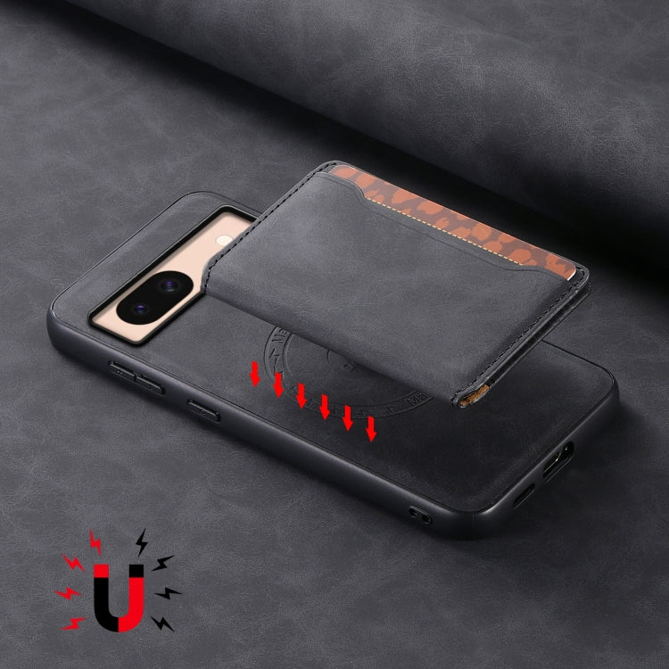 For Google Pixel 8a Denior D13 Retro Texture Leather MagSafe Card Bag Phone Case(Black) - free shipping - PMC TechLife - Order now!