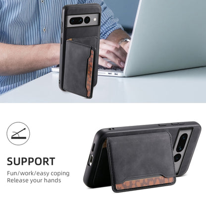 For Google Pixel 7 Pro 5G Denior D13 Retro Texture Leather MagSafe Card Bag Phone Case(Black) - Google Cases by Denior | Online Shopping South Africa | PMC Jewellery | Buy Now Pay Later Mobicred