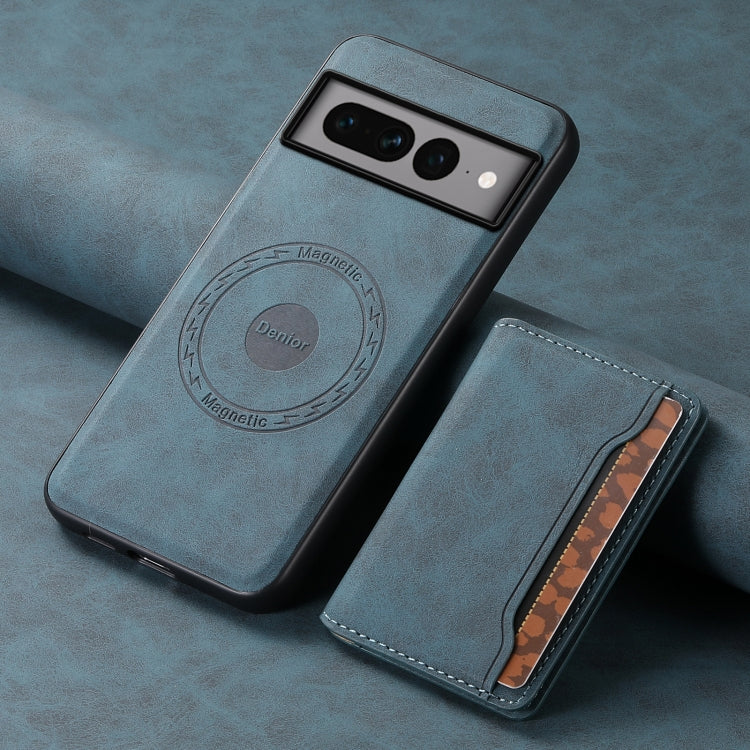 For Google Pixel 7 Pro 5G Denior D13 Retro Texture Leather MagSafe Card Bag Phone Case(Blue) - free shipping - PMC TechLife - Order now!