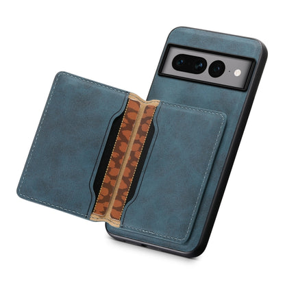 For Google Pixel 7 Pro 5G Denior D13 Retro Texture Leather MagSafe Card Bag Phone Case(Blue) - Google Cases by Denior | Online Shopping South Africa | PMC Jewellery | Buy Now Pay Later Mobicred