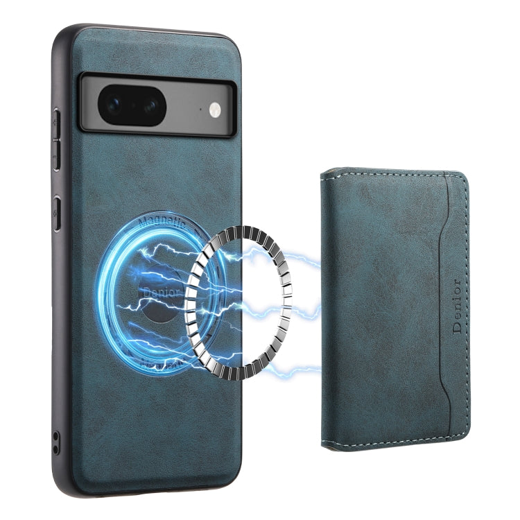 For Google Pixel 7 5G Denior D13 Retro Texture Leather MagSafe Card Bag Phone Case(Blue) - Google Cases by Denior | Online Shopping South Africa | PMC TechLife | Buy Now Pay Later Mobicred
