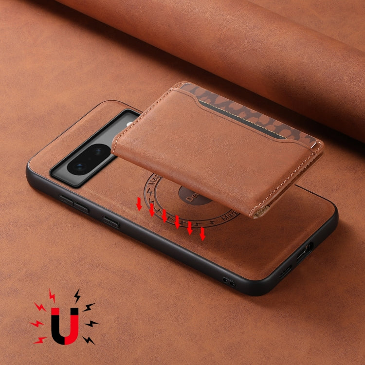 For Google Pixel 7 5G Denior D13 Retro Texture Leather MagSafe Card Bag Phone Case(Brown) - Google Cases by Denior | Online Shopping South Africa | PMC Jewellery | Buy Now Pay Later Mobicred