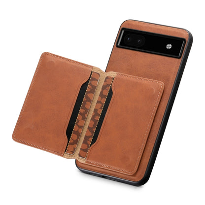 For Google Pixel 6a Denior D13 Retro Texture Leather MagSafe Card Bag Phone Case(Brown) - Google Cases by Denior | Online Shopping South Africa | PMC Jewellery | Buy Now Pay Later Mobicred