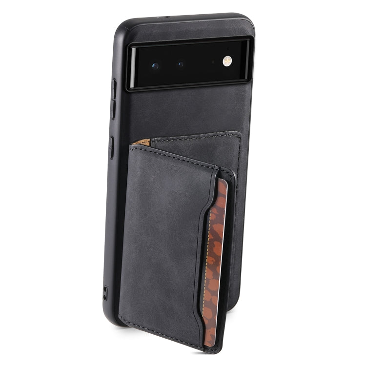 For Google Pixel 6 Denior D13 Retro Texture Leather MagSafe Card Bag Phone Case(Black) - Google Cases by Denior | Online Shopping South Africa | PMC TechLife | Buy Now Pay Later Mobicred