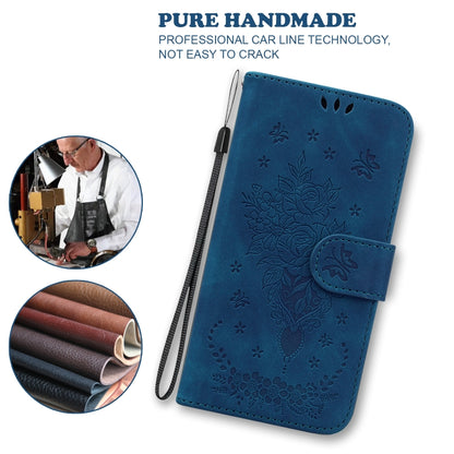 For iPhone SE 2024 Butterfly Rose Embossed Leather Phone Case(Blue) - More iPhone Cases by PMC Jewellery | Online Shopping South Africa | PMC Jewellery | Buy Now Pay Later Mobicred