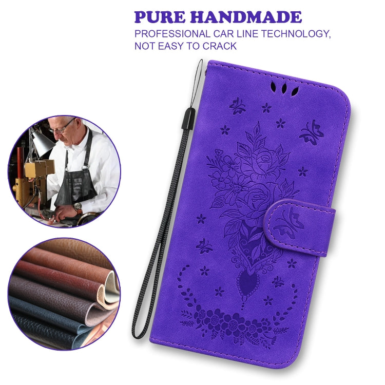 For iPhone SE 2024 Butterfly Rose Embossed Leather Phone Case(Purple) - More iPhone Cases by PMC Jewellery | Online Shopping South Africa | PMC Jewellery | Buy Now Pay Later Mobicred