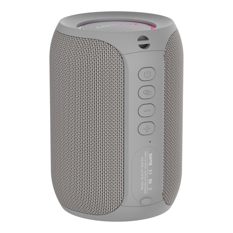 Zealot S32 Pro 15W High Power Bluetooth Speaker with Colorful Light(Grey) - Desktop Speaker by ZEALOT | Online Shopping South Africa | PMC Jewellery | Buy Now Pay Later Mobicred