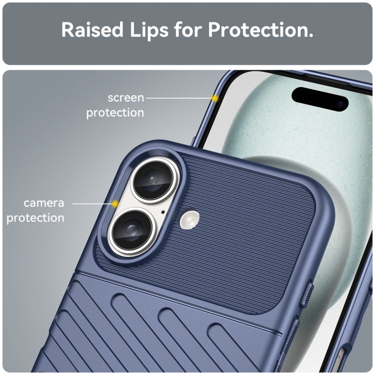 For iPhone 16 Thunderbolt Shockproof Soft TPU Phone Case(Blue) - iPhone 16 Cases by PMC Jewellery | Online Shopping South Africa | PMC Jewellery | Buy Now Pay Later Mobicred