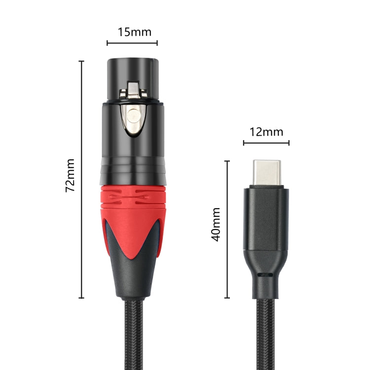 TY03RE Type-C Male to XLR Female Audio Cable for Dynamic Microphone, Length:2m(Black) - Microphone Audio Cable & Connector by PMC Jewellery | Online Shopping South Africa | PMC Jewellery | Buy Now Pay Later Mobicred