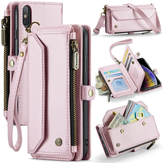 For iPhone XS / X CaseMe C36 Card Slots Zipper Wallet RFID Anti-theft Leather Phone Case(Pink) - More iPhone Cases by CaseMe | Online Shopping South Africa | PMC Jewellery | Buy Now Pay Later Mobicred