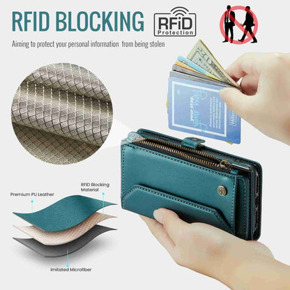 For iPhone XS Max CaseMe C36 Card Slots Zipper Wallet RFID Anti-theft Leather Phone Case(Blue-green) - More iPhone Cases by CaseMe | Online Shopping South Africa | PMC Jewellery | Buy Now Pay Later Mobicred