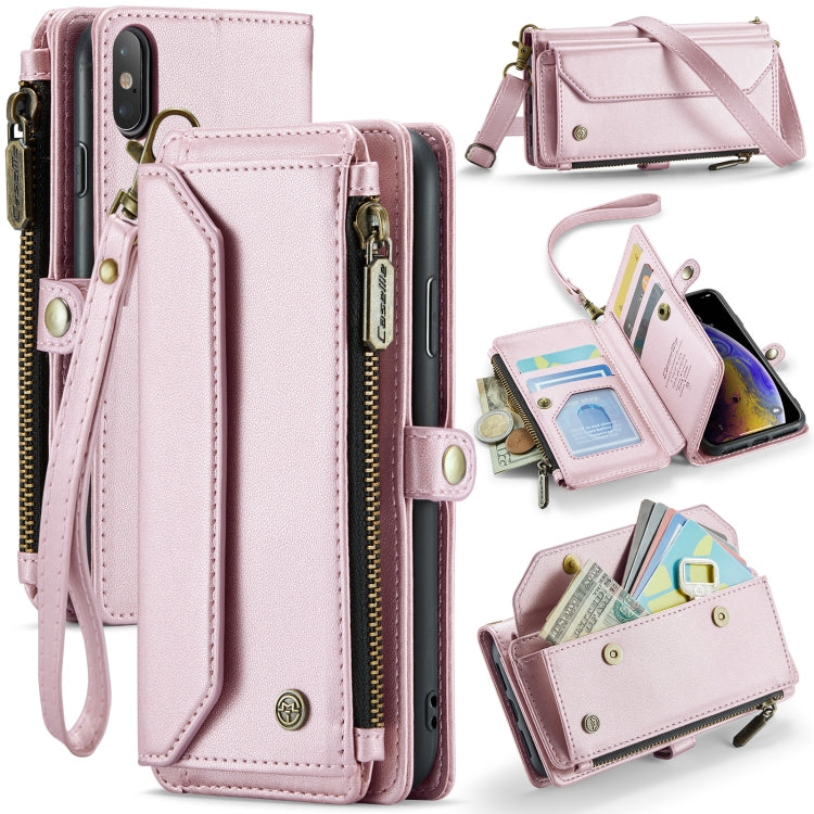 For iPhone XS Max CaseMe C36 Card Slots Zipper Wallet RFID Anti-theft Leather Phone Case(Pink) - More iPhone Cases by CaseMe | Online Shopping South Africa | PMC Jewellery | Buy Now Pay Later Mobicred