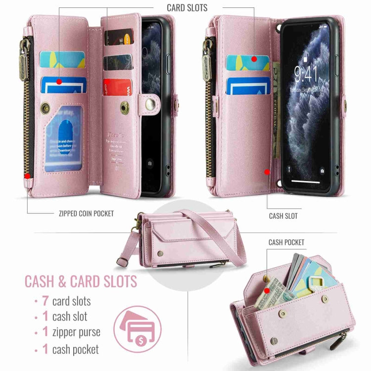 For iPhone 11 Pro Max CaseMe C36 Card Slots Zipper Wallet RFID Anti-theft Leather Phone Case(Pink) - iPhone 11 Pro Max Cases by CaseMe | Online Shopping South Africa | PMC Jewellery | Buy Now Pay Later Mobicred