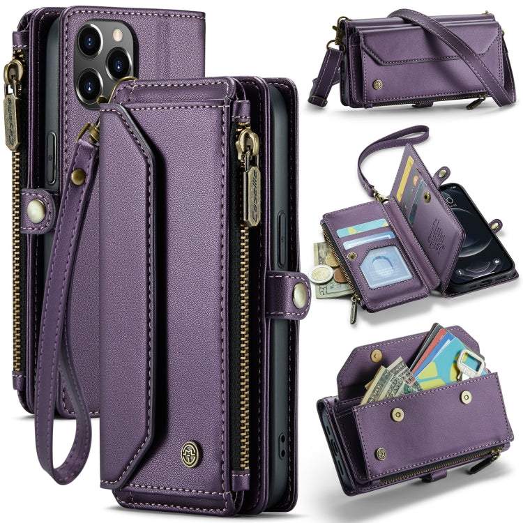 For iPhone 12 Pro CaseMe C36 Card Slots Zipper Wallet RFID Anti-theft Leather Phone Case(Purple) - iPhone 12 / 12 Pro Cases by CaseMe | Online Shopping South Africa | PMC Jewellery | Buy Now Pay Later Mobicred