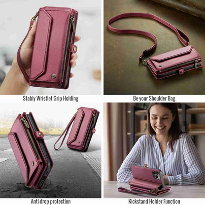 For iPhone 12 Pro CaseMe C36 Card Slots Zipper Wallet RFID Anti-theft Leather Phone Case(Wine Red) - iPhone 12 / 12 Pro Cases by CaseMe | Online Shopping South Africa | PMC Jewellery | Buy Now Pay Later Mobicred