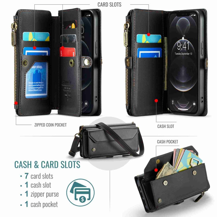 For iPhone 12 Pro Max CaseMe C36 Card Slots Zipper Wallet RFID Anti-theft Leather Phone Case(Black) - iPhone 12 Pro Max Cases by CaseMe | Online Shopping South Africa | PMC Jewellery | Buy Now Pay Later Mobicred