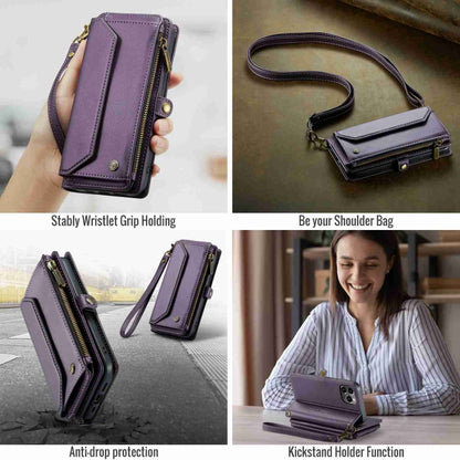 For iPhone 12 Pro Max CaseMe C36 Card Slots Zipper Wallet RFID Anti-theft Leather Phone Case(Purple) - iPhone 12 Pro Max Cases by CaseMe | Online Shopping South Africa | PMC Jewellery | Buy Now Pay Later Mobicred