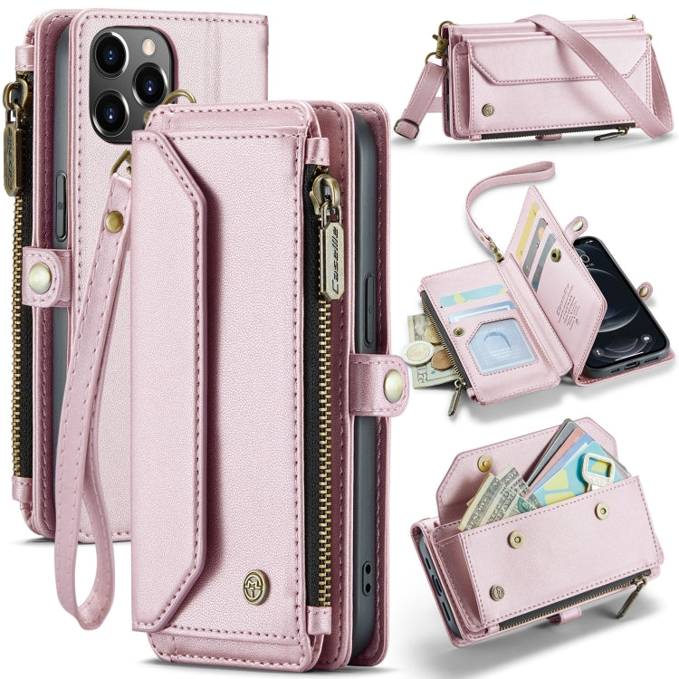 For iPhone 12 Pro Max CaseMe C36 Card Slots Zipper Wallet RFID Anti-theft Leather Phone Case(Pink) - iPhone 12 Pro Max Cases by CaseMe | Online Shopping South Africa | PMC Jewellery | Buy Now Pay Later Mobicred